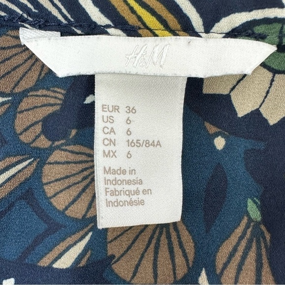 H&M Top Sz 6 Floral Print Long Sleeve Button Down - Picture 10 of 12